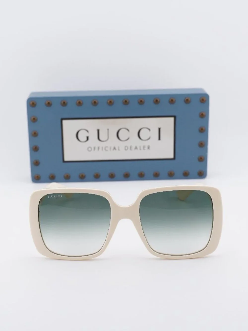 Gucci GG0632S 004 Square Sunglasses - Ivory / Green